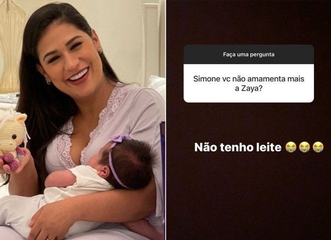 Cantora Simone lamenta não conseguir amamentar a pequena Zaya - (Foto: Reprodução Instagram @simoneses)
