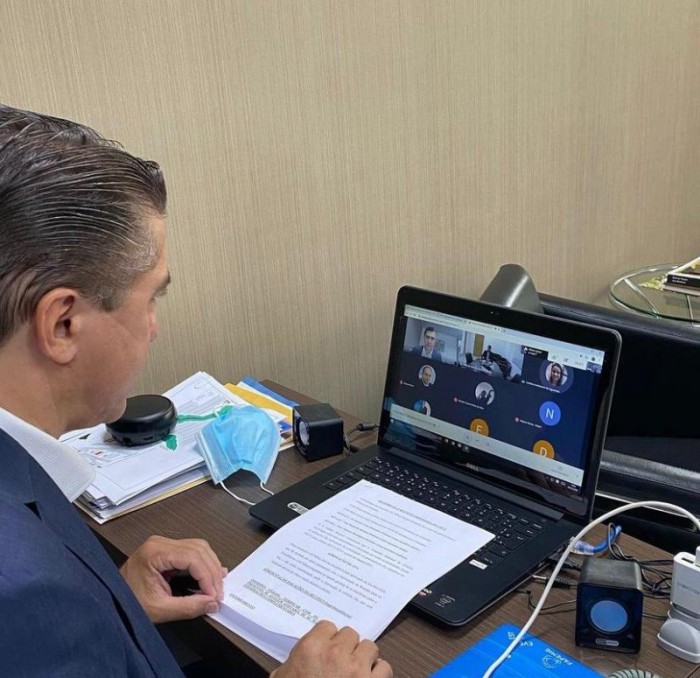 Secretário da Seciteci, Nilton Borgato, durante videoconferência. - Foto por: Camila Paulino - Seciteci