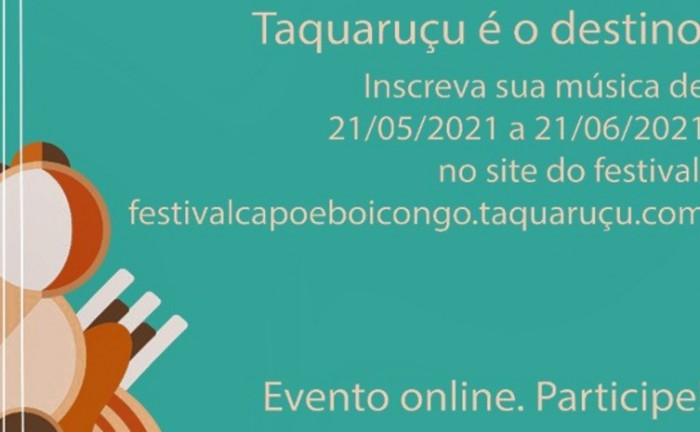 Governo do Tocantins apóia realização do Festival de Música Capoeboicongo 2021, que abre inscrições para edição em formato virtual