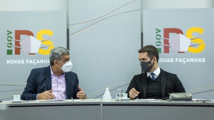 Governador Leite recebeu o prefeito Melo no Palácio Piratini - Foto: Gustavo Mansur / Palácio Piratini