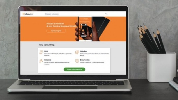 Acesse a Central de Servicos pelo botão verde na página inicial do site www.detran.rs.gov.br - Foto: DetranRS