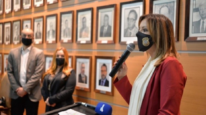 Nadine disse que o programa reúne a estrutura da PC no enfrentamento à violência contra a mulher e também busca parcerias - Foto: Divulgação PC