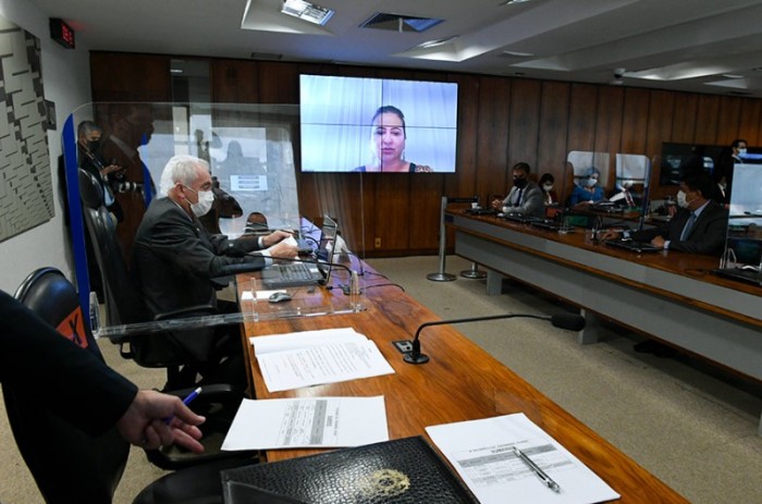 O presidente da Comissão de Assuntos Econômicos, Otto Alencar (Mesa), e a senadora Kátia Abreu (Telão) - Roque de Sá/Agência Senado