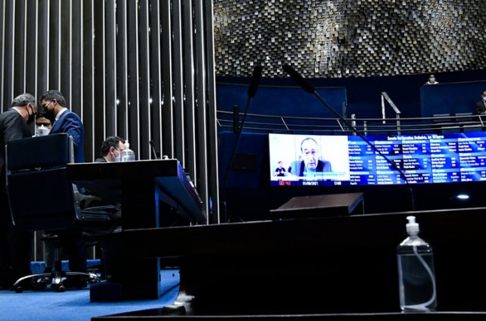 O senador, que participou da sessão plenária de forma remota, disse que Bolsonaro prejudica a economia ao fazer declarações golpistas e estimular manifestações antidemocráticas - Waldemir Barreto/Agência Senado