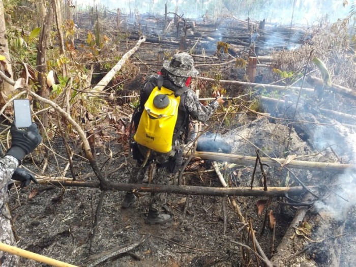 Em Humaitá, bombeiros militares combatem incêndio em área florestal durante operação Tamoiotatá