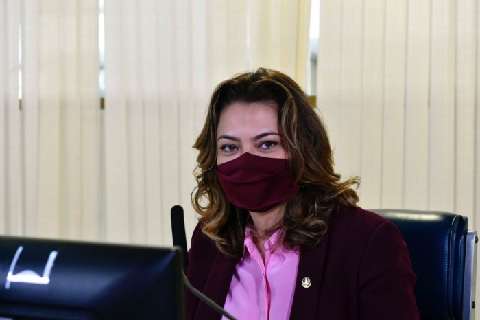 A senadora Leila Barros (Cidadania-DF) disse que a iluminação especial é o símbolo do comprometimento com o esforço internacional na luta contra o câncer de mama - Leopoldo Silva/Agência Senado