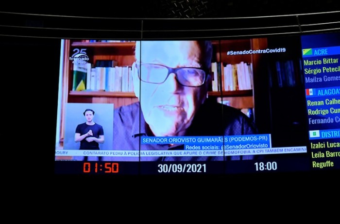 O senador participou de forma remota da sessão plenária desta quinta-feira - Waldemir Barreto/Agência Senado