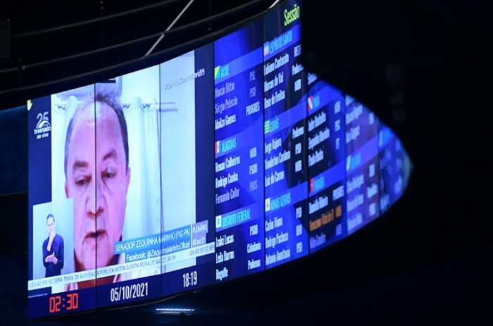 O senador participou de forma remota da sessão plenária desta terça-feira - Jefferson Rudy/Agência Senado