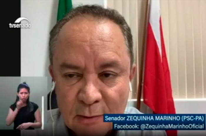 O senador fez seu pronunciamento, nesta quinta-feira, de forma remota - Reprodução/TV Senado