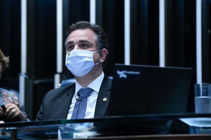 O presidente do Senado, Rodrigo Pacheco, durante a sessão plenária desta quarta-feira - Jefferson Rudy/Agência Senado