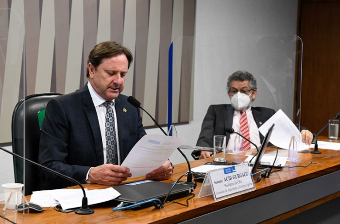 Senadores Acir Gurgacz e Paulo Rocha na reunião da Comissão de Agricultura - Roque de Sá/Agência Senado
