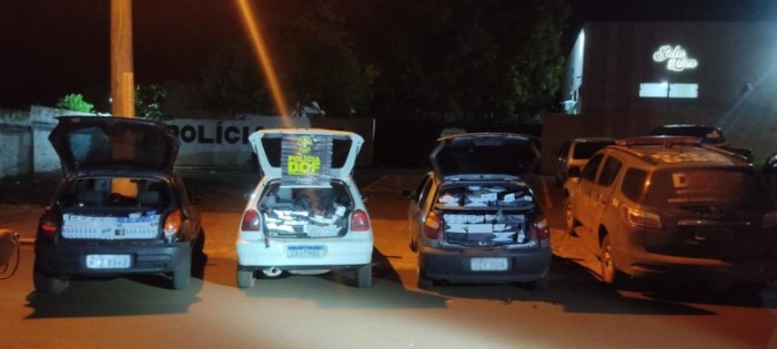 Três veículos carregados com cigarros e pneus contrabandeados do Paraguai foram apreendidos pelo DOF durante a Operação Hórus