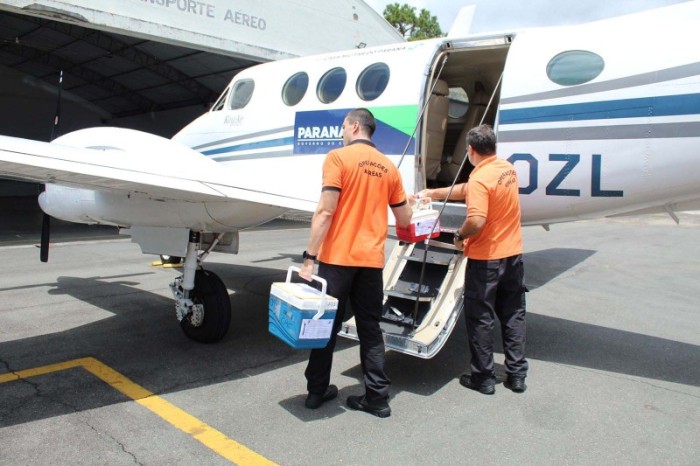 Com aeronave do Estado, órgãos são transportados do Interior para Curitiba e podem salvar até cinco vidas
