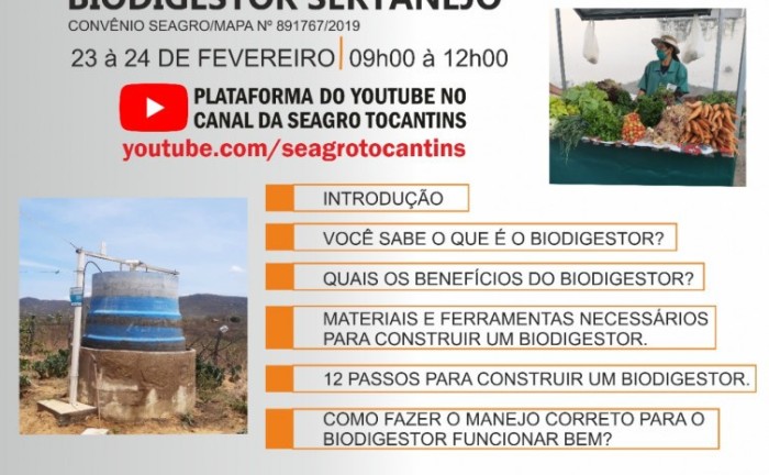 Governo do Tocantins realiza live sobre capacitação para construção de Biodigestor Sertanejo