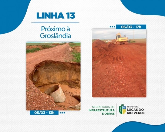 Estrada rural de Lucas do Rio Verde recebe serviço de recuperação