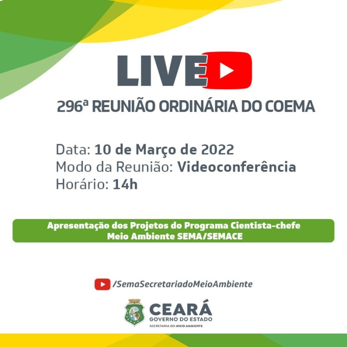 Projetos do Programa Cientista Chefe do Meio Ambiente serão apresentados ao Coema