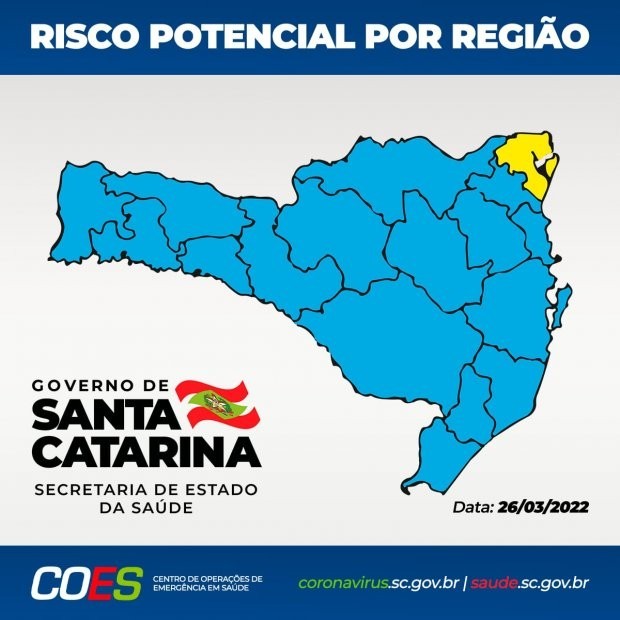 Matriz de Risco Regionalizado aponta 16 regiões no nível moderado e um no nível alto