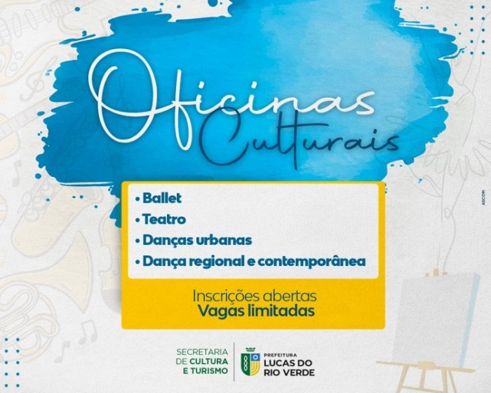 Oficinas culturais estão com vagas abertas na Secretaria de Cultura