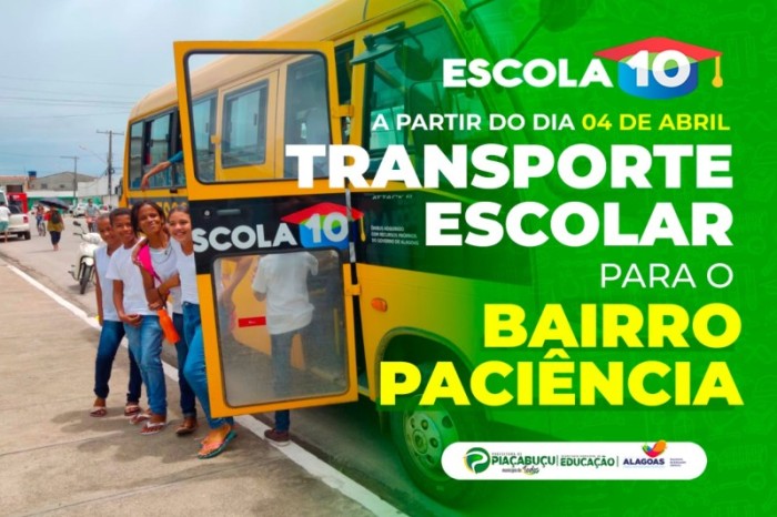 Alunos, residentes do Bairro Paciência, passam a ter transporte escolar disponível