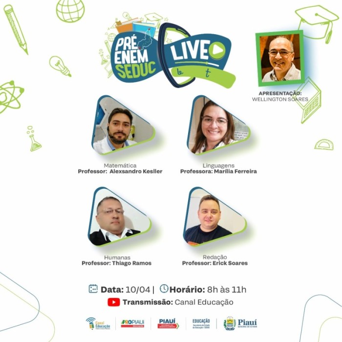 Pré-Enem Seduc Live realiza segunda revisão nesse domingo (10)