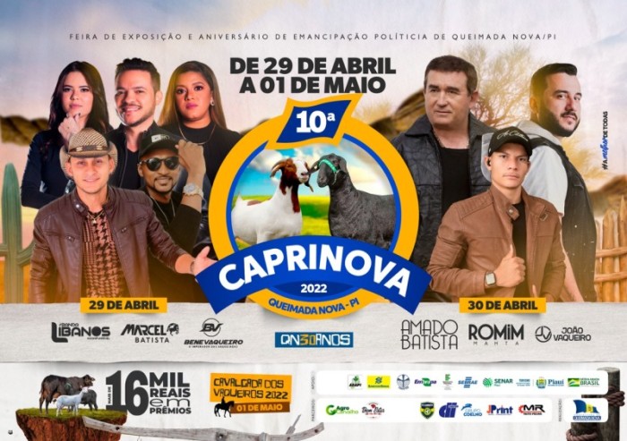 Feira Caprinova 2022 terá R$30 mil em prêmios e shows abertos ao público em Queimada Nova