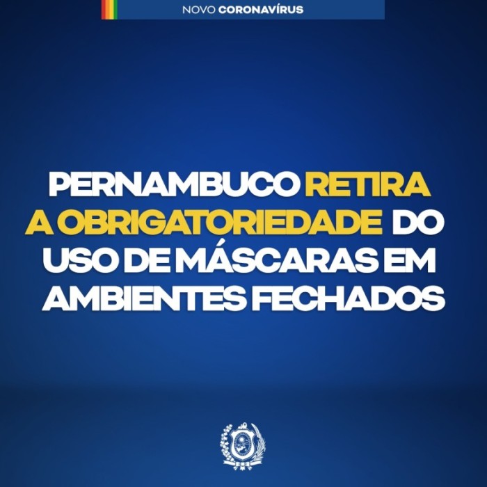 Pernambuco retira obrigatoriedade de máscaras em ambientes fechados 