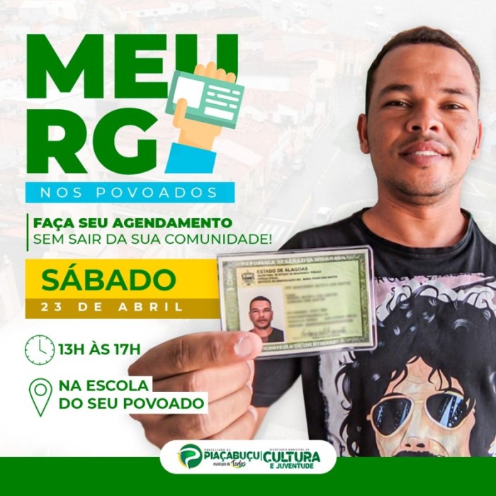 Prefeitura realiza neste sábado (23), agendamento para tirar RG em todos os povoados