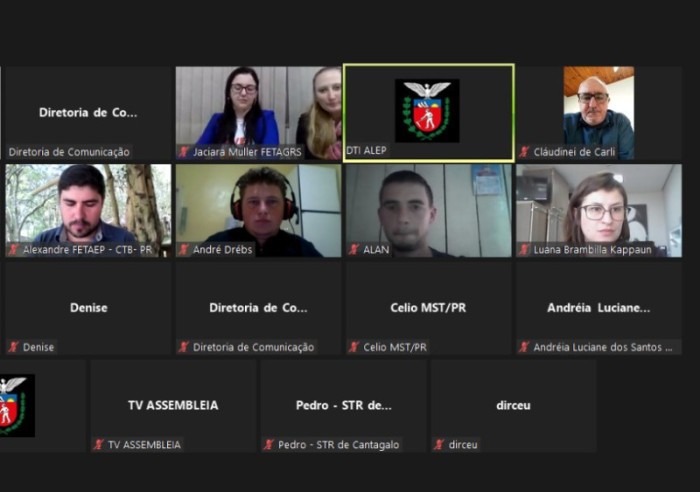 A Sucessão Rural na Agricultura Familiar no Estado do Paraná foi tema de audiência pública na Assembleia Legislativa. / Créditos: Reprodução Zoom.