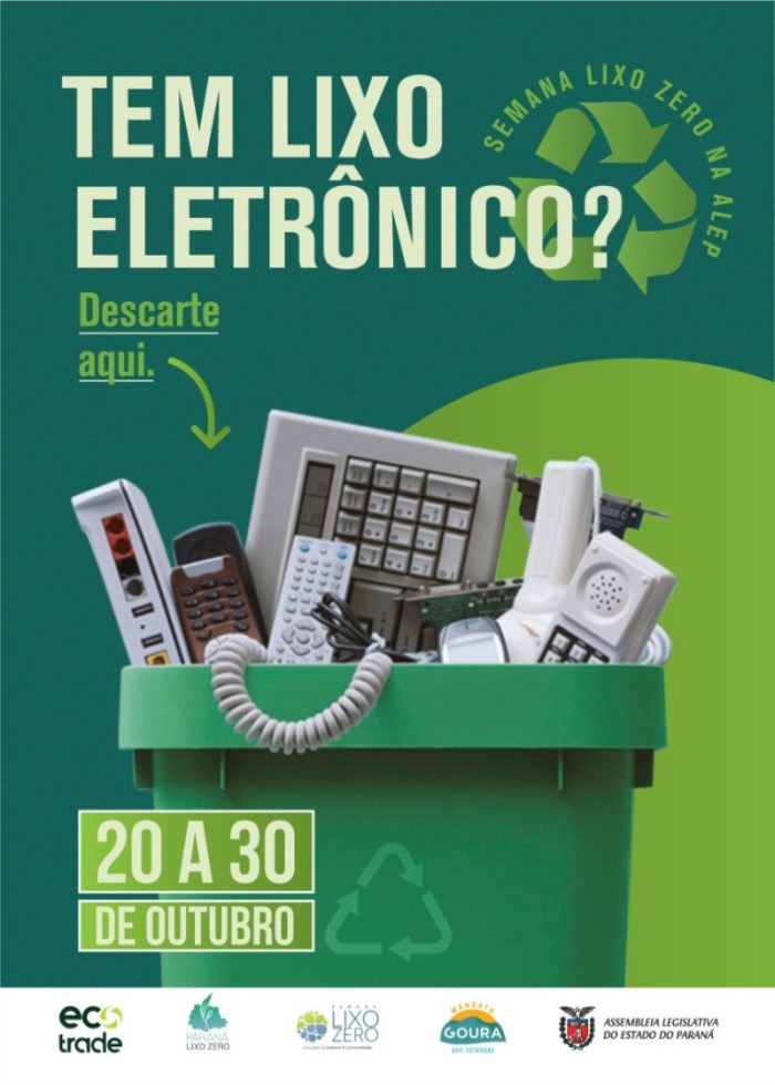 Semana Lixo Zero Paraná terá ponto de coleta de lixo eletrônico na Assembleia Legislativa. / Créditos: 