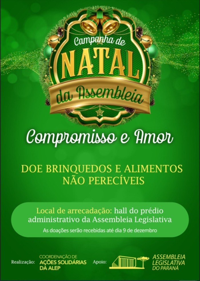 Foi dada a largada para a campanha de natal da Assembleia Legislativa do Paraná. / Créditos: Arte: Vinícius Leme/Alep