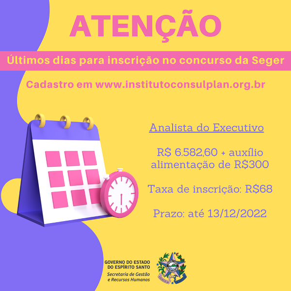 Últimos dias para inscrições no concurso da Seger