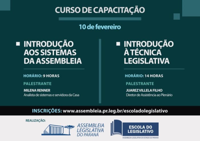 Escola do Legislativo promove curso de capacitação aos novos servidores. / Créditos: Arte: Vinícius Leme/Alep