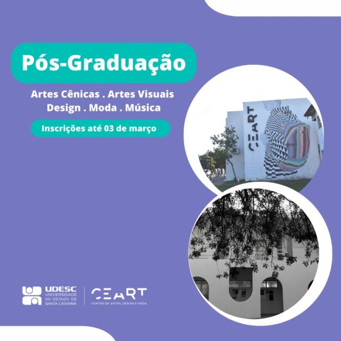 Udesc Ceart recebe inscrições para cursos de mestrado e doutorado em Artes, Design e Moda