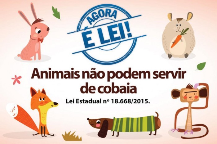 De acordo com a legislação, o uso de animais domésticos para o desenvolvimento de experimentos e testes de produtos cosméticos, de higiene pessoal e perfumes é proibido. / Créditos: Arte: Vinícius Leme/Alep