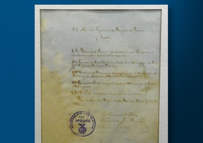 O Paraná se consolidou como província em 19 de dezembro de 1853 e, no ano seguinte, Curitiba, uma pequena vila, se torna a Capital, através da primeira lei estadual. / Créditos: Arte: Foto: Pedro de Oliveira/Alep / Vinícius Leme/Alep