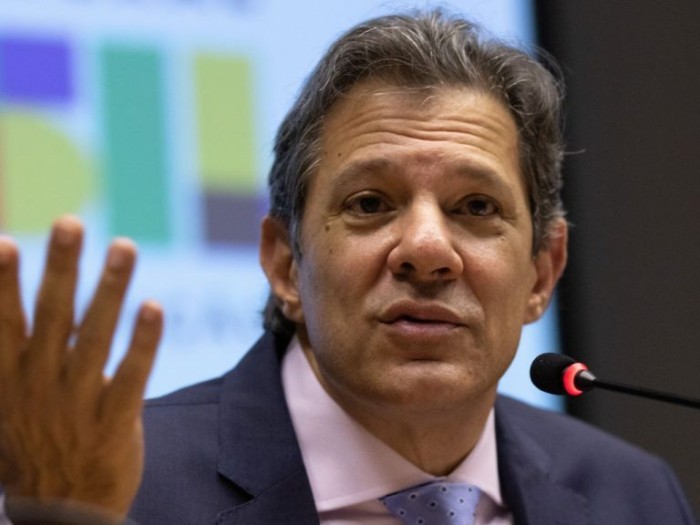 Ministro da Fazenda, Fernando Haddad, durante coletiva sobre a nova regra fiscal - (Foto: José Cruz/ Agência Brasil)