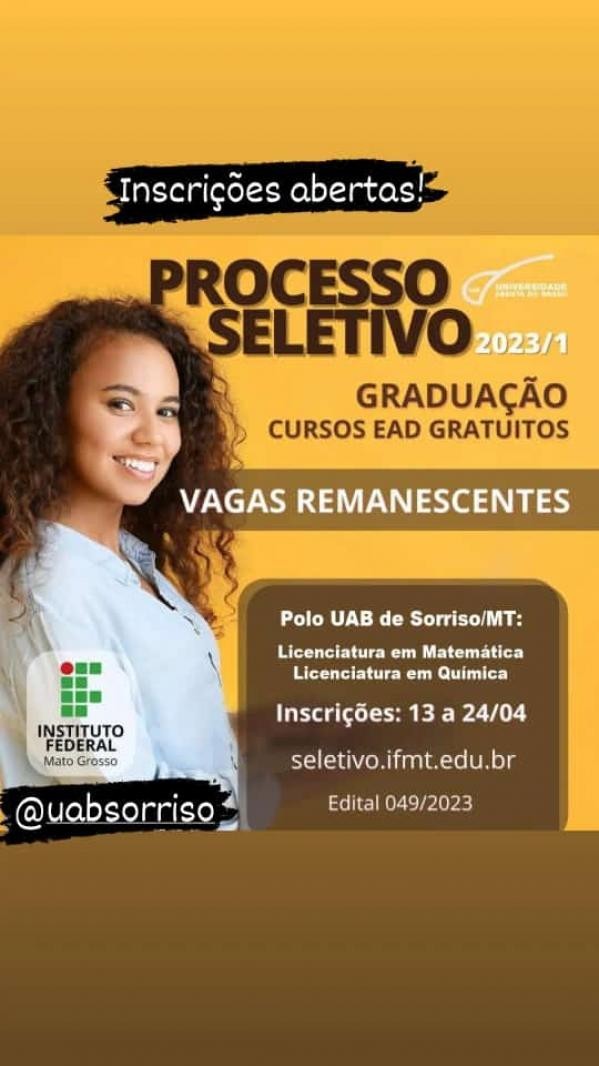 UAB/Sorriso está com inscrições abertas para formação em Matemática e em Química