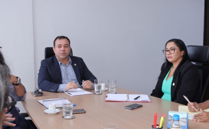 Secretário da SSP, Wlademir Mota, e a secretária da Mulher, Berenice de Fátima, discutiram a instalação de Delegacia Especializada em Atendimento à Mulher 24h (DEAM 24h), em Gurupi e Araguaína - Foto: Luiz de Castro/Governo do Tocantins