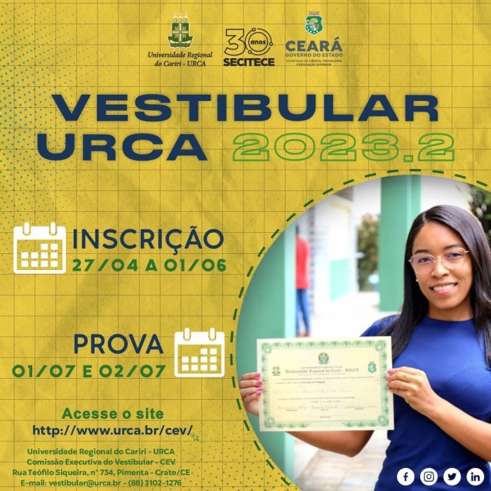 Inscrições para o Vestibular da URCA começam dia 17