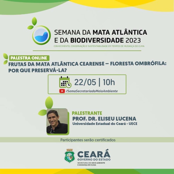 Nesta segunda (22), tem live sobre “Frutas da Mata Atlântica”, na Semana da Biodiversidade 2023