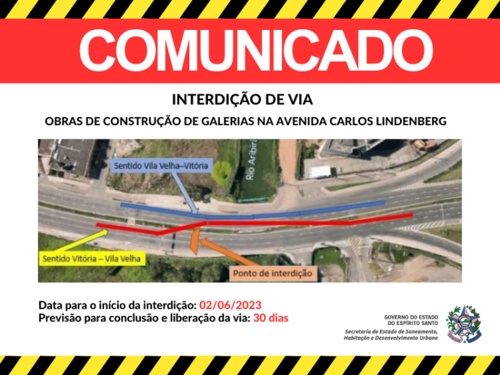 Interdição de via na Avenida Carlos Lindenberg, em Vila Velha