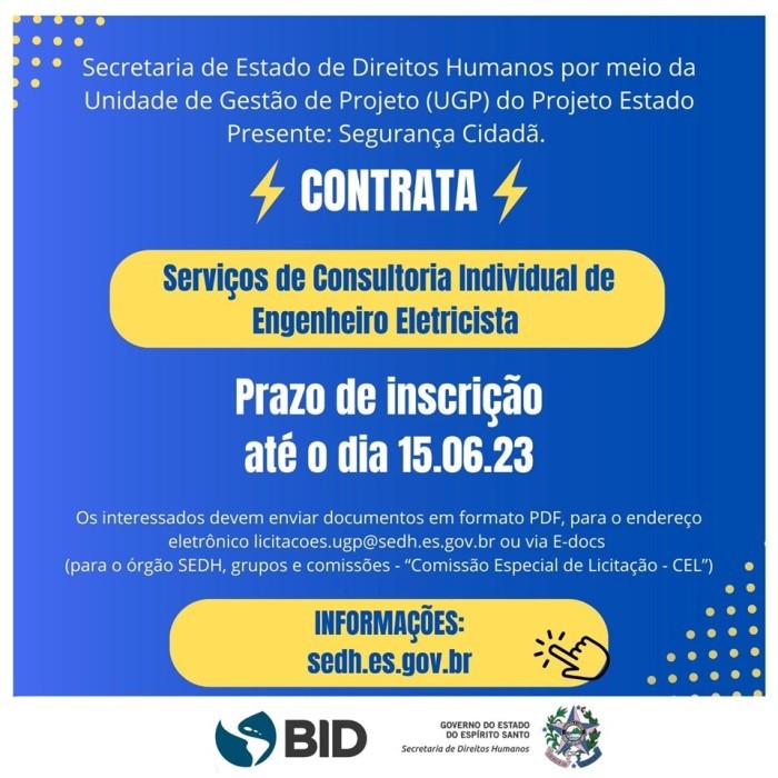 Estado Presente: SEDH contrata Engenheiro Eletricista