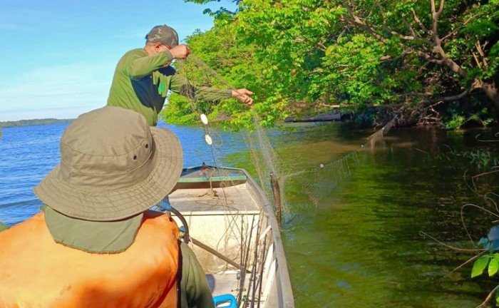 A equipe de fiscalização Naturatins apreendeu um total de 5.200 metros de redes - Foto: Naturatins/Governo do Tocantins