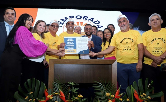 O governador do Tocantins, Wanderlei Barbosa, lançou nesta terça-feira, 13, a programação oficial da Temporada de Praia 2023 - Foto: Loise Maria/Governo do Tocantins