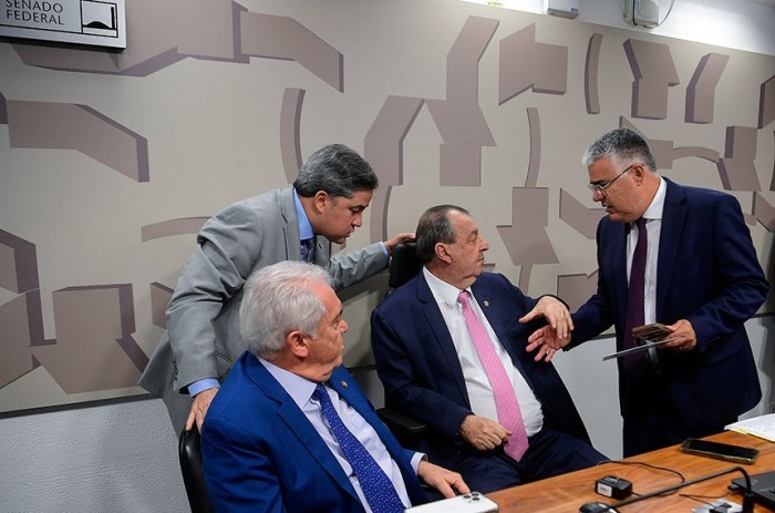 A partir da esquerda, senadores Otto Alencar, Efraim Filho, Omar Aziz e Eduardo Girão - Foto: Pedro França/Agência Senado