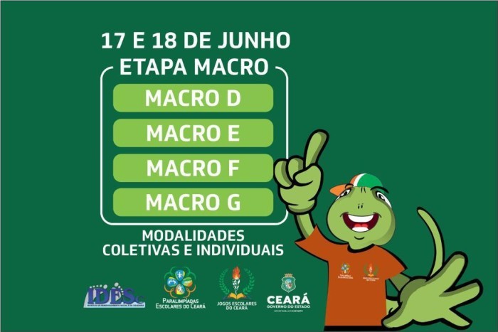 Sesporte realiza competições das etapas Macros Regionais D, E, F e G dos Jogos Escolares do Ceará 2023