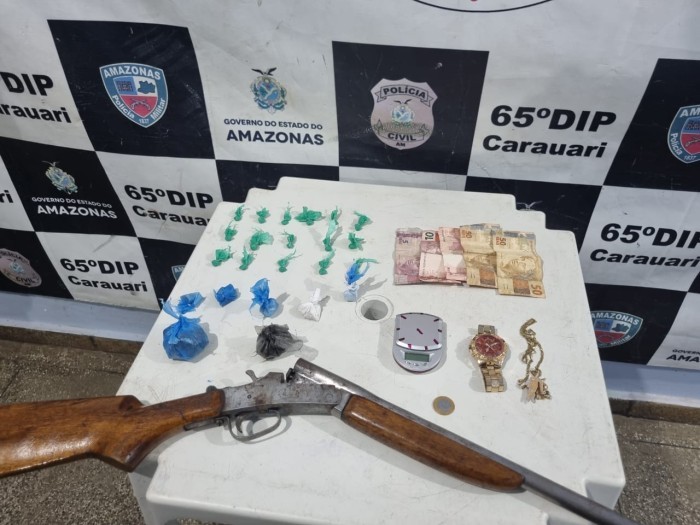 Em Carauari, PMAM prende homem por tráfico de drogas e porte ilegal de arma de fogo
