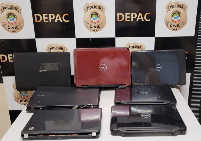 Polícia Civil recupera notebooks furtados em loja de consertos de eletrônicos em Campo Grande (MS)