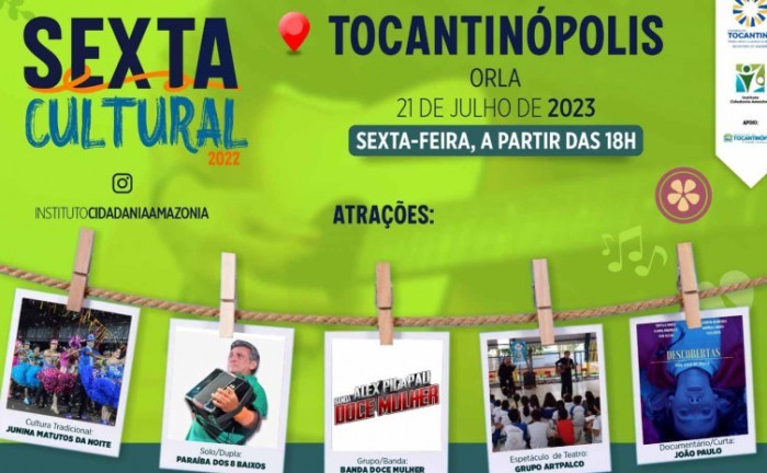 Sexta Cultural acontece em Tocantinópolis, no dia 21