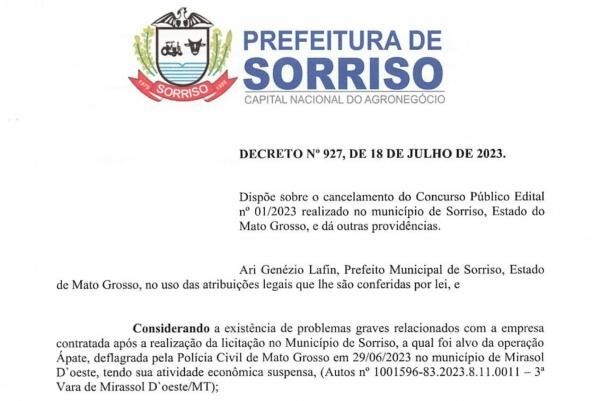 Foto: Reprodução/Prefeitura de Sorriso - MT